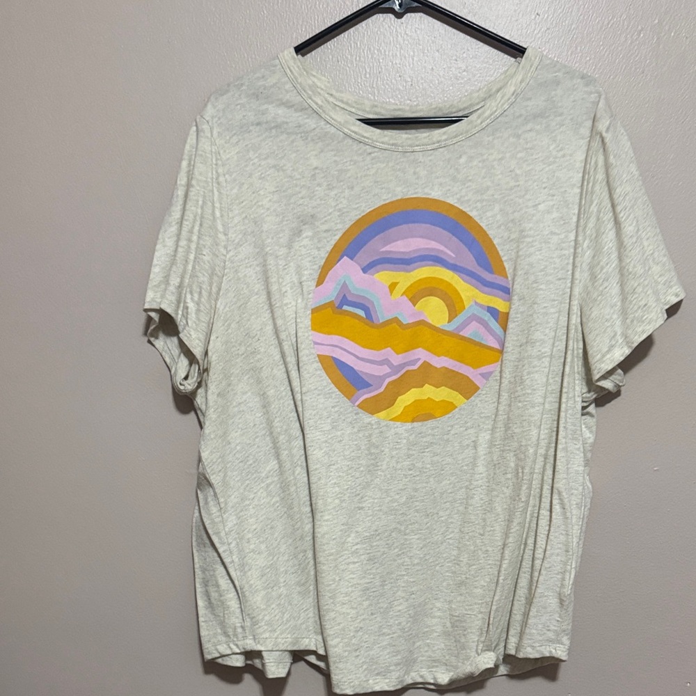 Old Navy Cream Tee with Colorful Graphic
